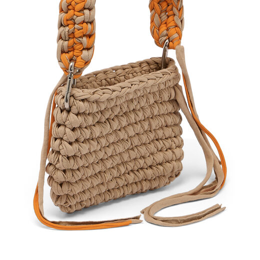 Tan crochet crossbody bag by Loopd Studio
